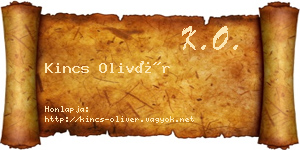 Kincs Olivér névjegykártya